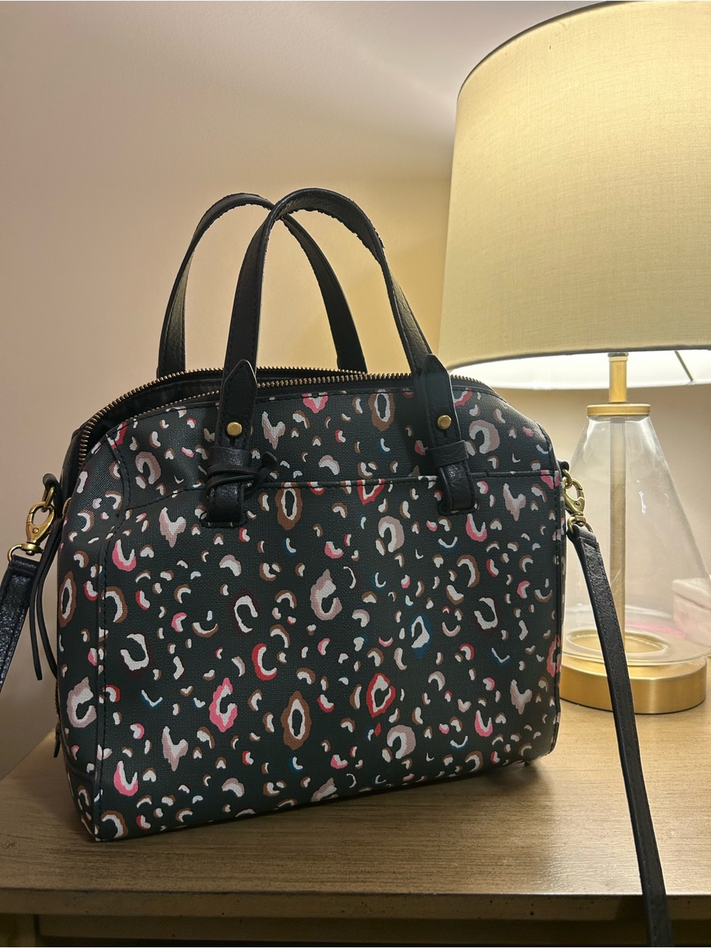 Fossil Leopard Print Satchel Handbag - Women